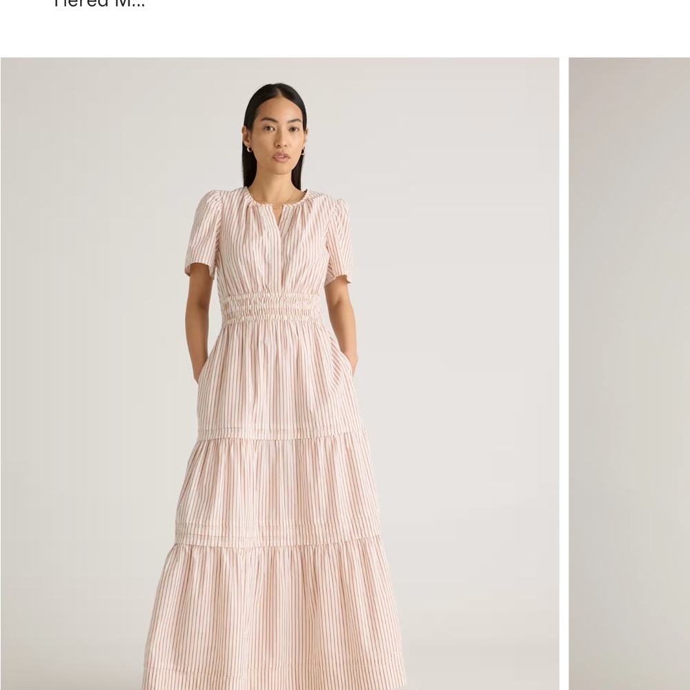 Elegant Terracotta Striped Maxi Dress